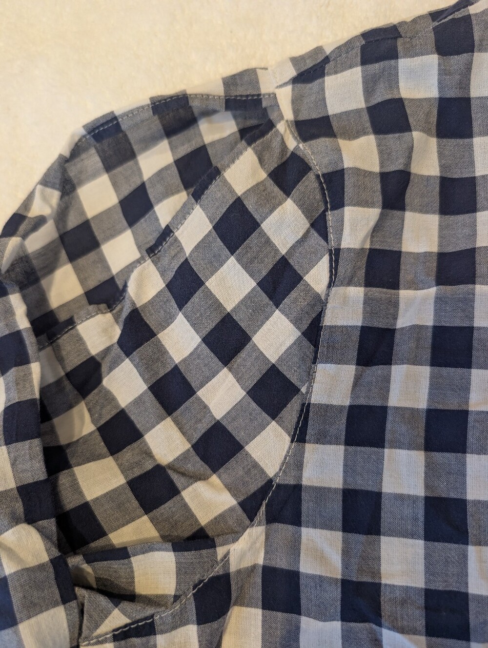 J. Crew Navy Gingham Tie Sleeve Blouse Medium 100% Cotton Top - Picture 4 of 11